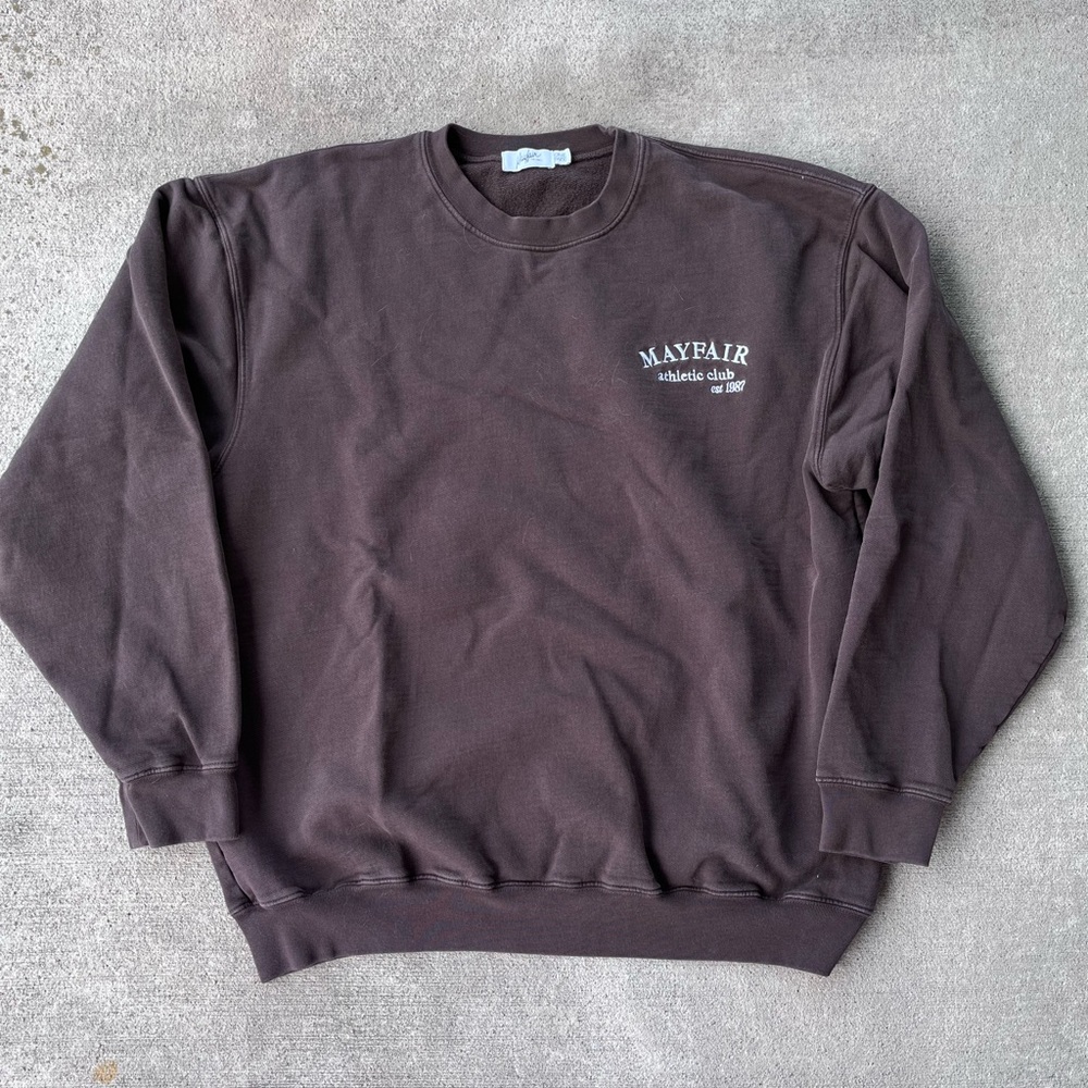 The Mayfair group chocolate mocha brown Mayfair athletic crewneck sweatshirt